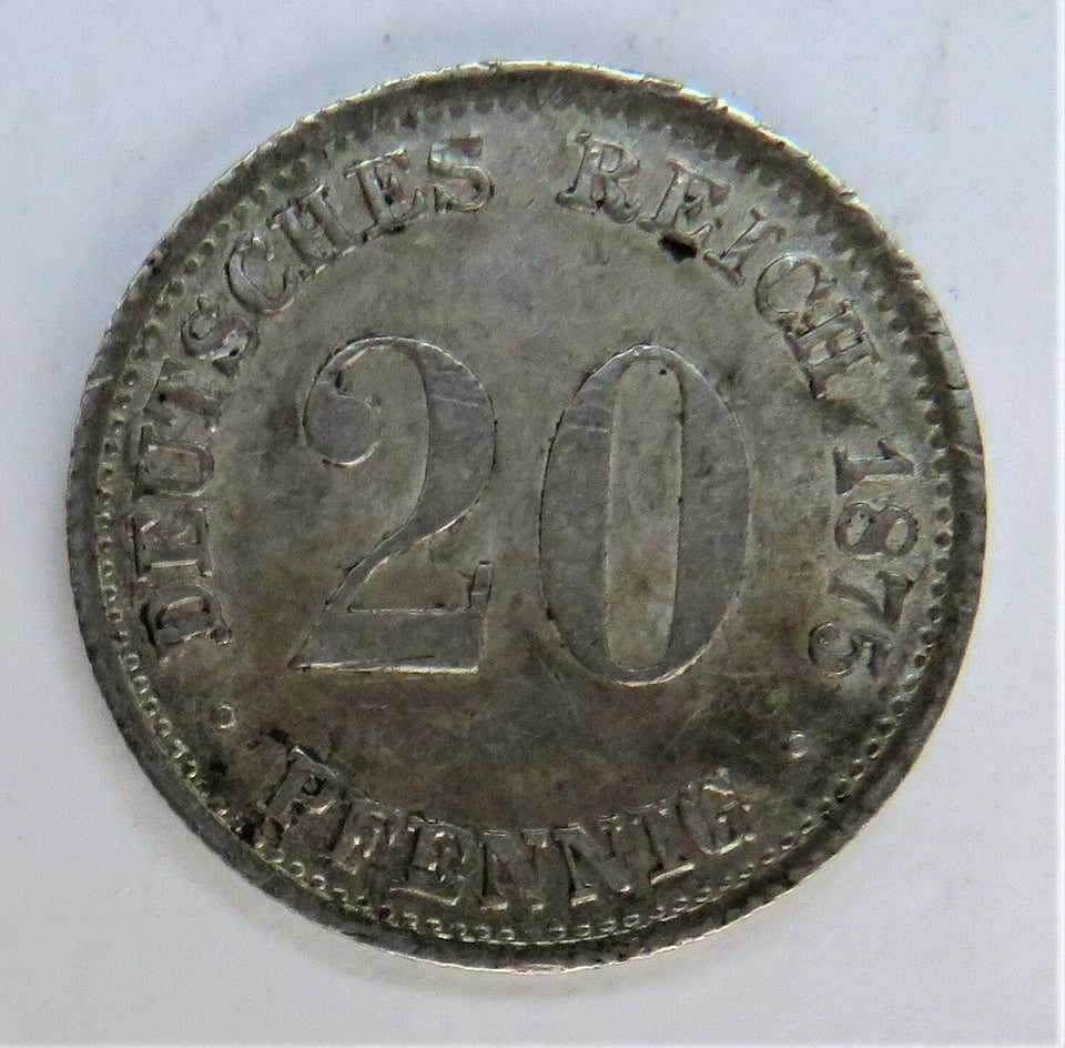 1875-G Germany Silver 20 Pfennig Coin