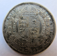 Load image into Gallery viewer, 1887 Queen Victoria Jubilee Head Halfcrown Coin - Great Britain
