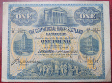 Load image into Gallery viewer, 1923 The Commercial Bank Of Scotland £1 One Pound Banknote
