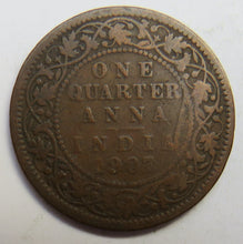 Load image into Gallery viewer, 1907 King Edward VII India 1/4 Anna Coin
