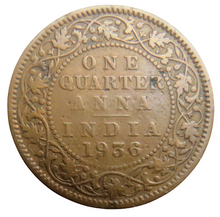 Load image into Gallery viewer, 1936 King George V India 1/4 Anna Coin
