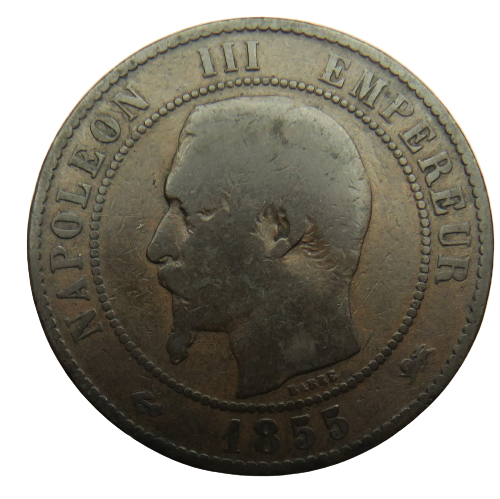 1855-D France 10 Centimes Coin