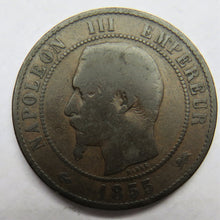 Load image into Gallery viewer, 1855-D France 10 Centimes Coin
