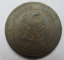 Load image into Gallery viewer, 1855-D France 10 Centimes Coin
