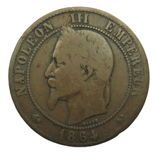 Load image into Gallery viewer, 1864-K France 10 Centimes Coin
