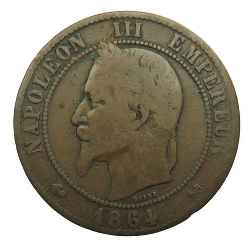 1864-K France 10 Centimes Coin