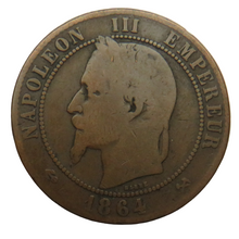 Load image into Gallery viewer, 1864-K France 10 Centimes Coin
