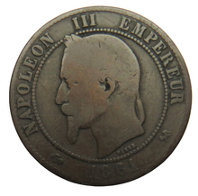 Load image into Gallery viewer, 1861-K France 10 Centimes Coin
