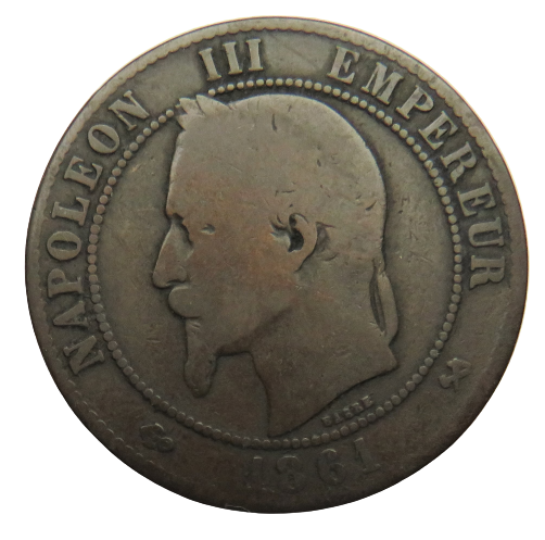 1861-K France 10 Centimes Coin