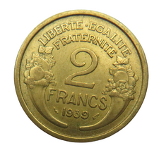 Load image into Gallery viewer, 1939 France 2 Francs Coin
