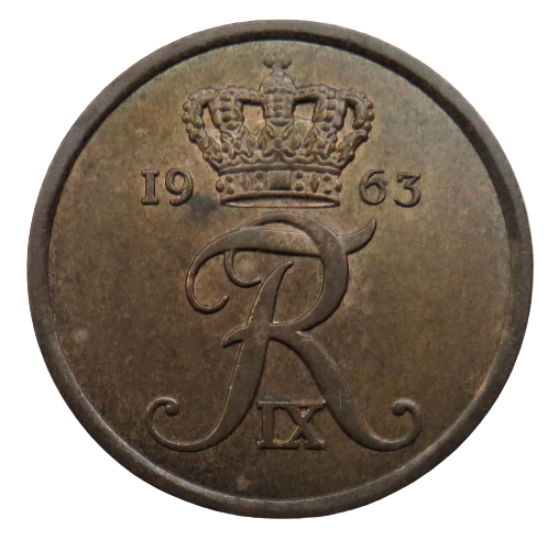 1963 Denmark 5 Ore Coin