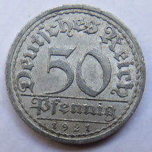 Load image into Gallery viewer, 1921-A Germany - Weimar Republic 50 Pfennig Coin
