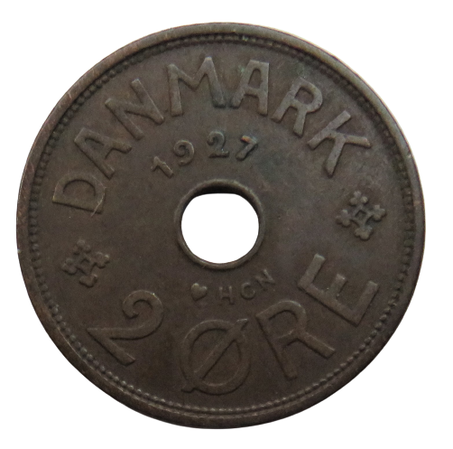 1927 Denmark 2 Ore Coin