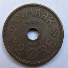 Load image into Gallery viewer, 1927 Denmark 2 Ore Coin
