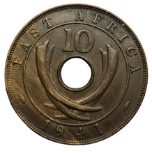 Load image into Gallery viewer, 1941-I George VI East Africa 10 Cents Coin
