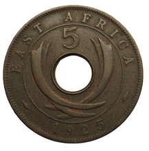 Load image into Gallery viewer, 1925 East Africa 5 Cents Coin
