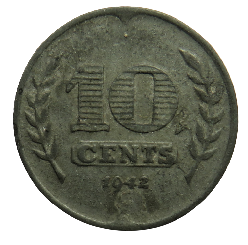 1942 Netherlands 10 Cents Coin