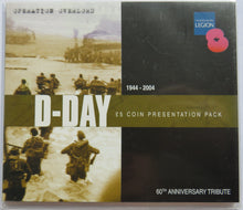 Load image into Gallery viewer, 1944-2004 D-Day £5 Guernsey Coin Presentation Pack 60th Anniversary Tribute
