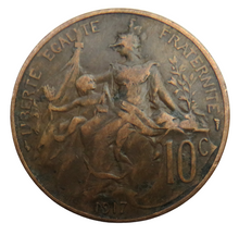 Load image into Gallery viewer, 1917 France 10 Centimes Coin
