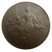 Load image into Gallery viewer, 1915 France 10 Centimes Coin
