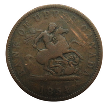 Load image into Gallery viewer, 1854 Bank Of Upper Canada One Penny Bank Token
