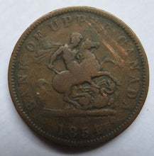 Load image into Gallery viewer, 1854 Bank Of Upper Canada One Penny Bank Token
