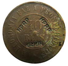 Load image into Gallery viewer, 1908 brazil 40 Reis Coin Stamped HPRP
