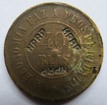 Load image into Gallery viewer, 1908 brazil 40 Reis Coin Stamped HPRP
