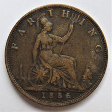 Load image into Gallery viewer, 1886 Queen Victoria Farthing Coin Great Britain
