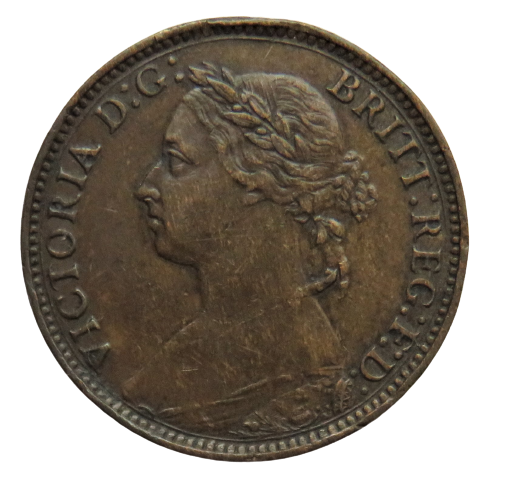 1886 Queen Victoria Farthing Coin Great Britain