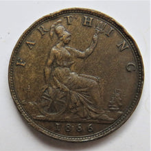 Load image into Gallery viewer, 1886 Queen Victoria Farthing Coin Great Britain
