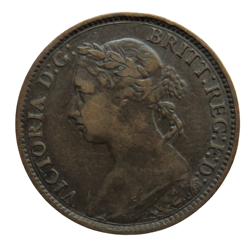 1886 Queen Victoria Farthing Coin Great Britain