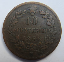 Load image into Gallery viewer, 1866 Italy 10 Centesimi Coin
