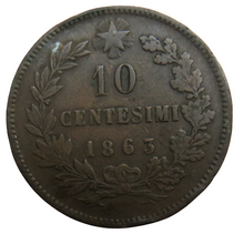 Load image into Gallery viewer, 1863 Italy 10 Centesimi Coin
