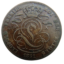 Load image into Gallery viewer, 1851 Belgium 5 Centimes Coin
