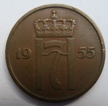 Load image into Gallery viewer, 1955 Norway 5 Ore Coin
