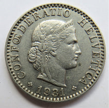 Load image into Gallery viewer, 1931 Switzerland 20 Rappen Coin
