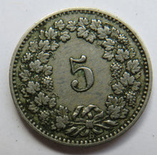 Load image into Gallery viewer, 1888 Switzerland 5 Rappen Coin
