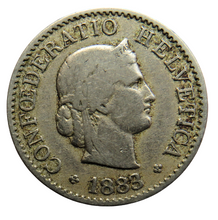 Load image into Gallery viewer, 1883 Switzerland 5 Rappen Coin
