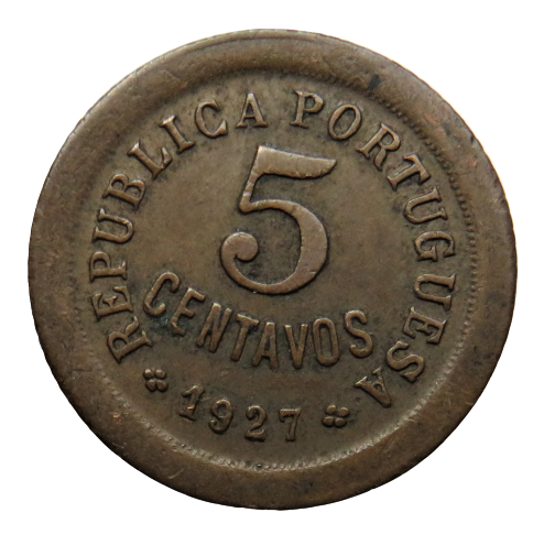 1927 Portugal 5 Centavos Coin