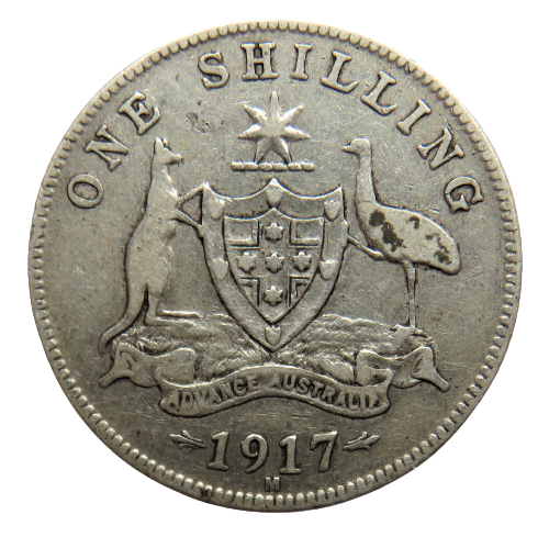 1917-M George V Australia Silver Shilling Coin