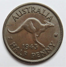 Load image into Gallery viewer, 1943 George VI Australia Halfpenny Coin
