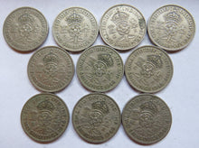 Load image into Gallery viewer, Bulk Lot of 10 1948 King George VI Florin / Two Shilling Coins
