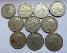 Load image into Gallery viewer, Bulk Lot of 10 1948 King George VI Florin / Two Shilling Coins
