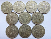 Load image into Gallery viewer, Bulk Lot of 10 1957 Queen Elizabeth II Florin / Two Shilling Coins
