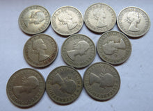 Load image into Gallery viewer, Bulk Lot of 10 1957 Queen Elizabeth II Florin / Two Shilling Coins
