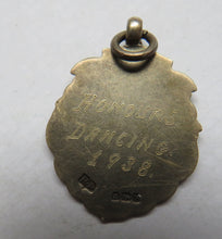 Load image into Gallery viewer, Antique Silver Fob Medal Honours Dancing 1938
