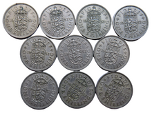 Load image into Gallery viewer, Bulk Lot of 10 x 1953 Queen Elizabeth II (English) Shilling Coins
