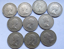 Load image into Gallery viewer, Bulk Lot of 10 x 1953 Queen Elizabeth II (English) Shilling Coins
