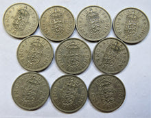 Load image into Gallery viewer, Bulk Lot of 10 x 1953 Queen Elizabeth II (English) Shilling Coins
